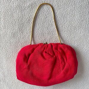 1960s Red Chiffon Evening Bag Clutch